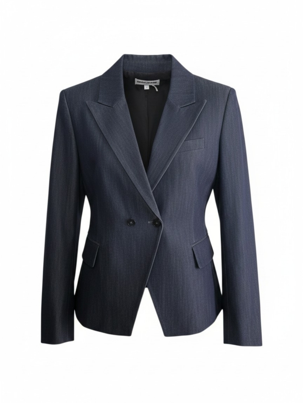 DKNY JEANS Denim Blazer Jacket Dark Blue Wash Indigo Structured Double Breast 8